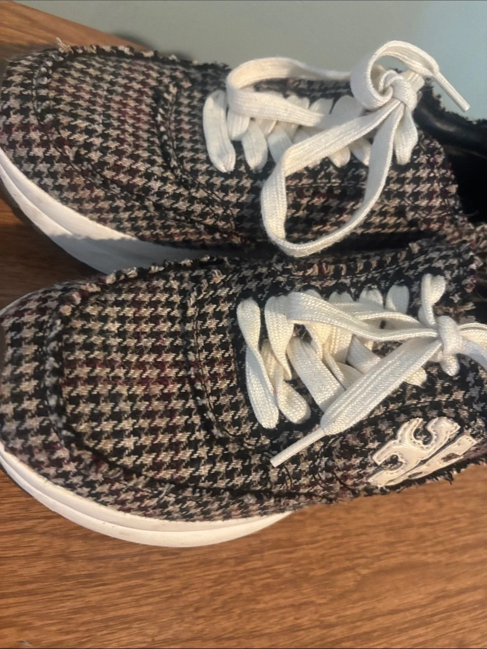Tory Burch Tweed Knit Platform Sneakers - Cream Laces